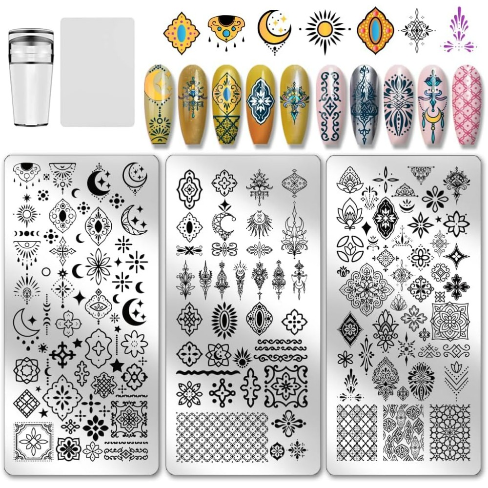 Nail Art Stamping Kit - 3pcs Vintage Totem Nail Stamping Plates