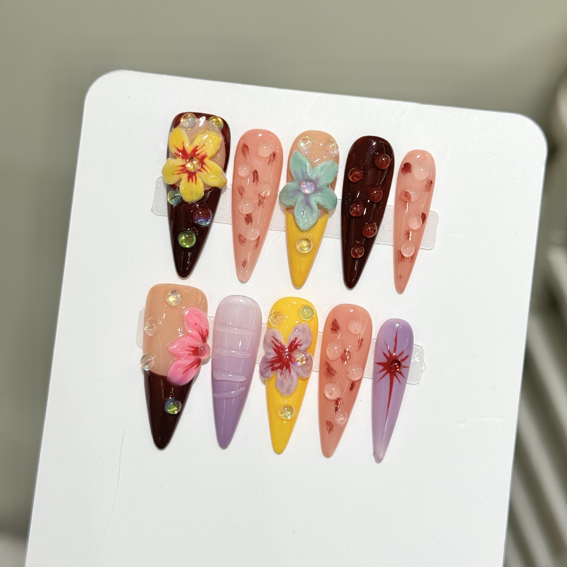 Nail Extension Tips - 10pcs Handmade Summer Press on Nails