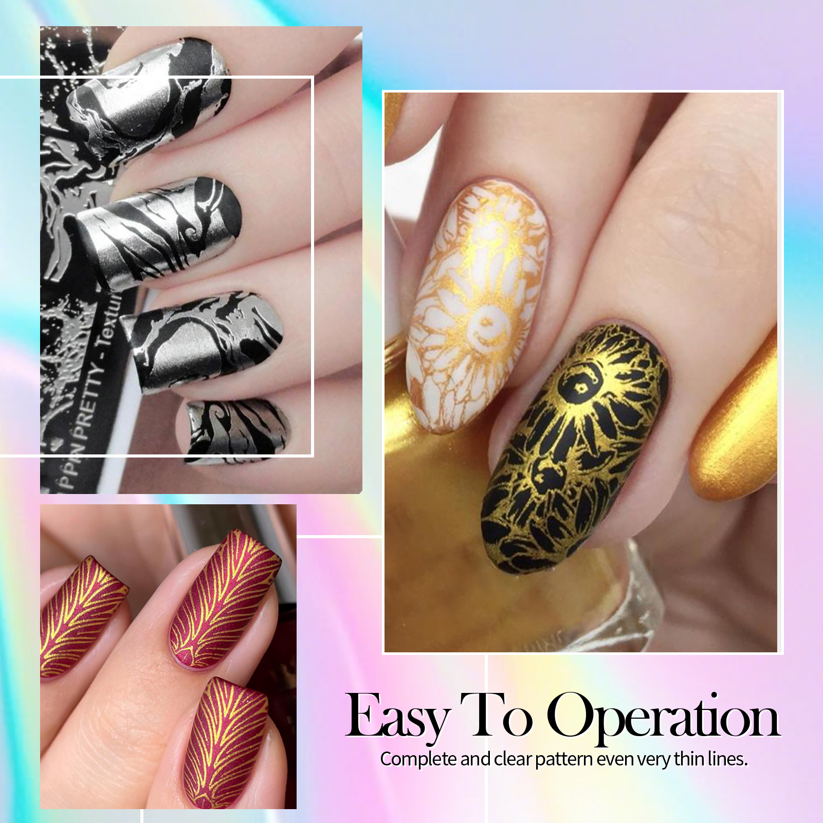 BORN PRETTY 4/6/8pcs Black Whi - Nail Art Stamping Kit avaliação e preço