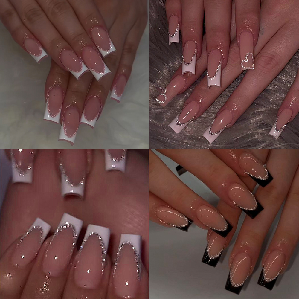 96Pcs(4Mixed) Long Coffin Hear - Nail Extension Tips avaliação e preço