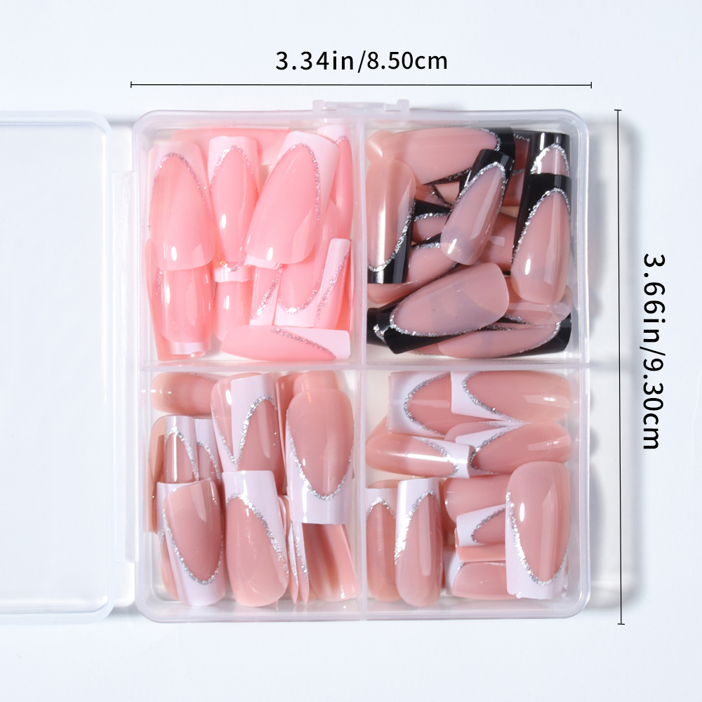 96Pcs(4Mixed) Long Coffin Hear - Nail Extension Tips avaliação e preço