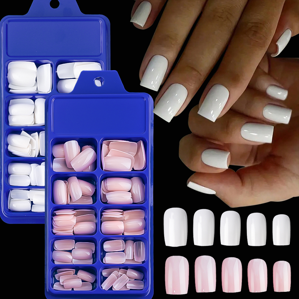 100/120pcs Pink White Press On - Nail Extension Tips avaliação e preço