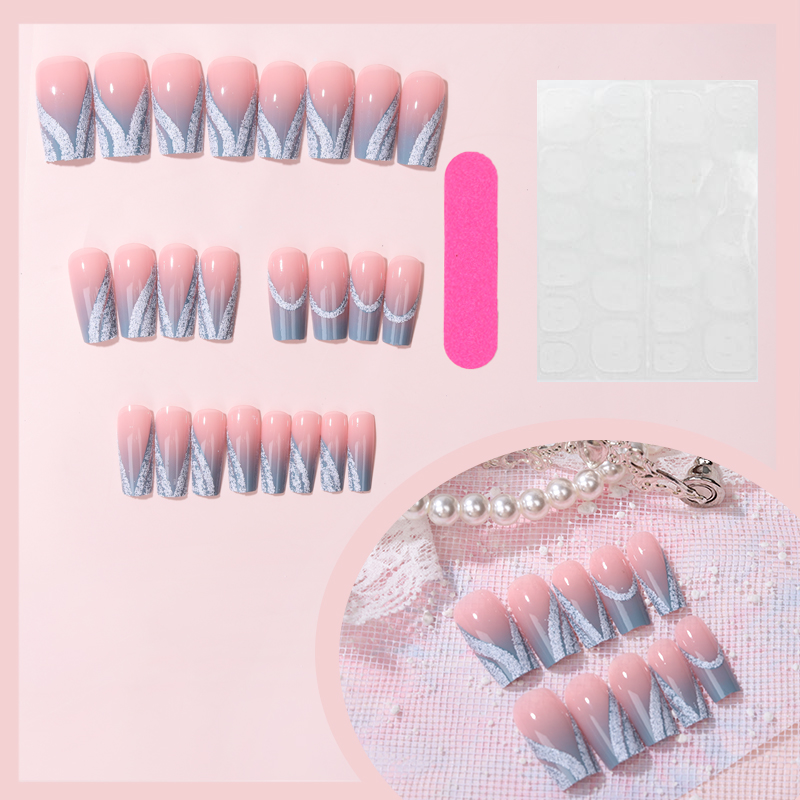 24PCS French Minimalist Stripe - Nail Extension Tips avaliação e preço