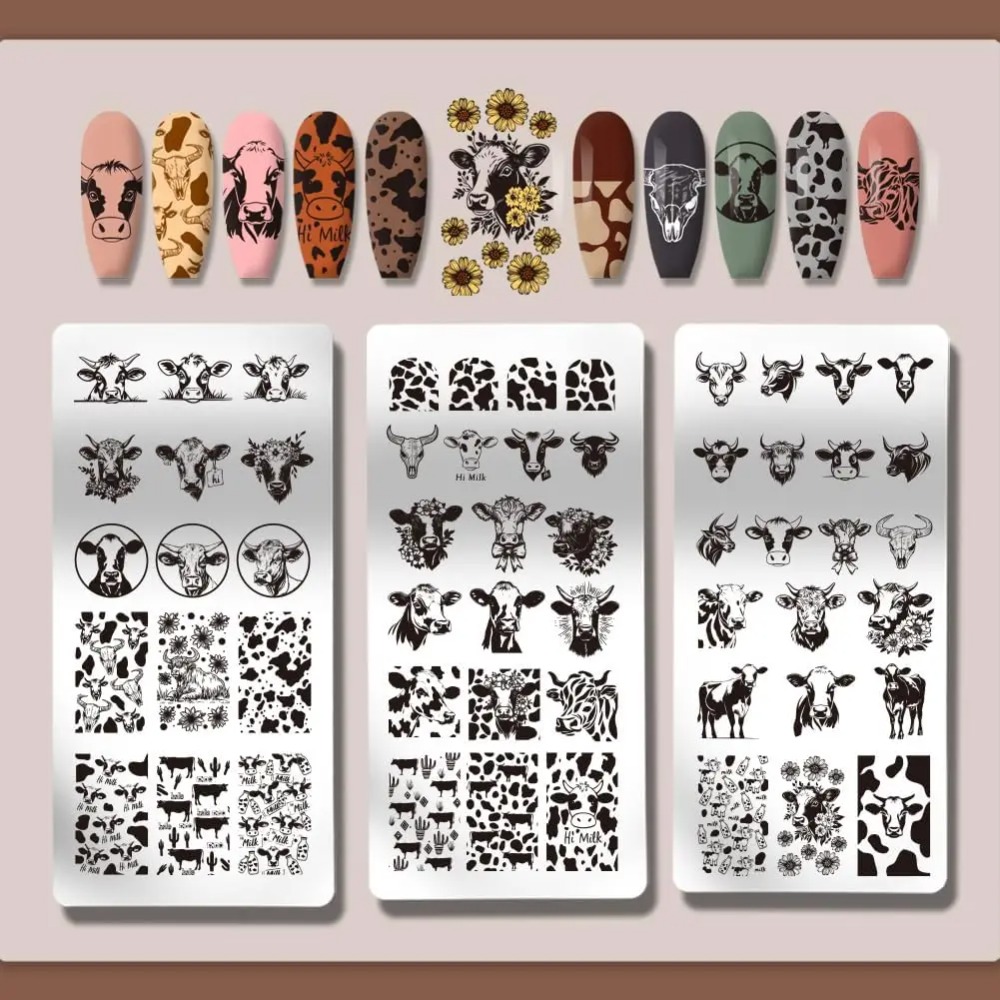 3pcs Cow-Theme Nail Stamping P - Nail Art Stamping Kit avaliação e preço