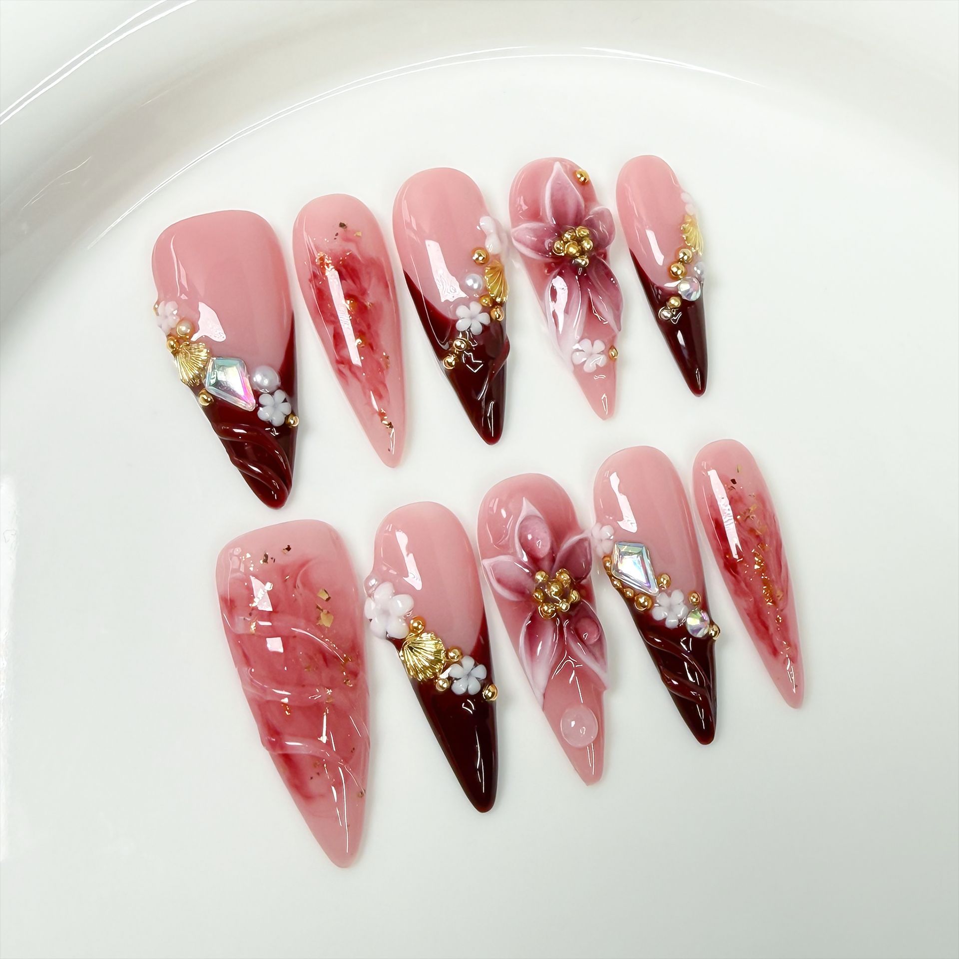 10Pcs Retro Long Stiletto Fake - Nail Extension Tips avaliação e preço