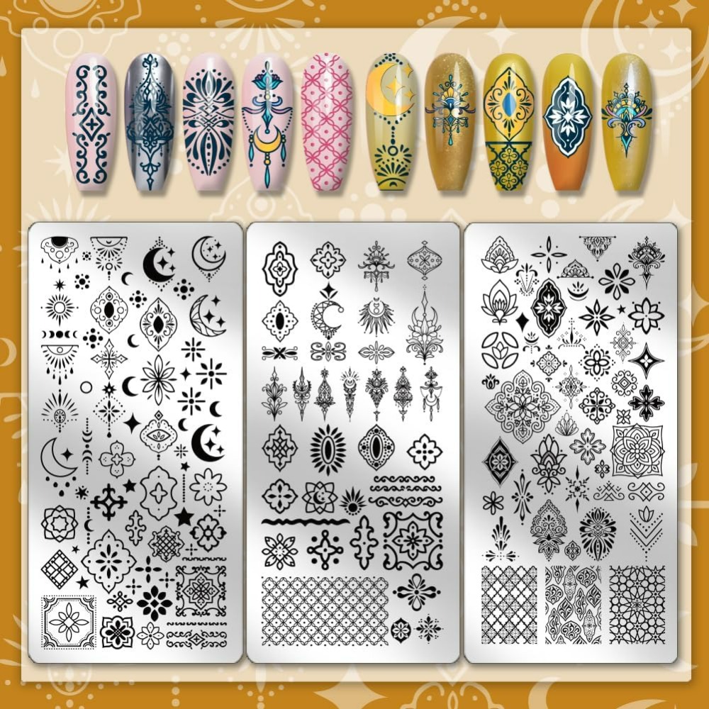 3pcs Vintage Totem Nail Stampi - Nail Art Stamping Kit avaliação e preço