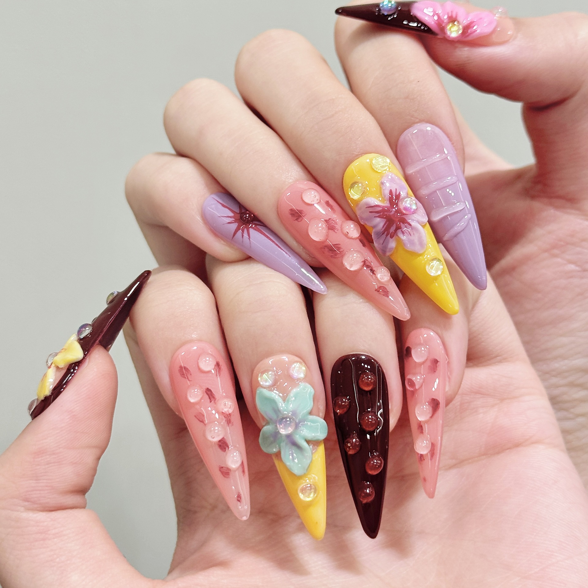 10pcs Handmade Summer Press on - Nail Extension Tips avaliação e preço