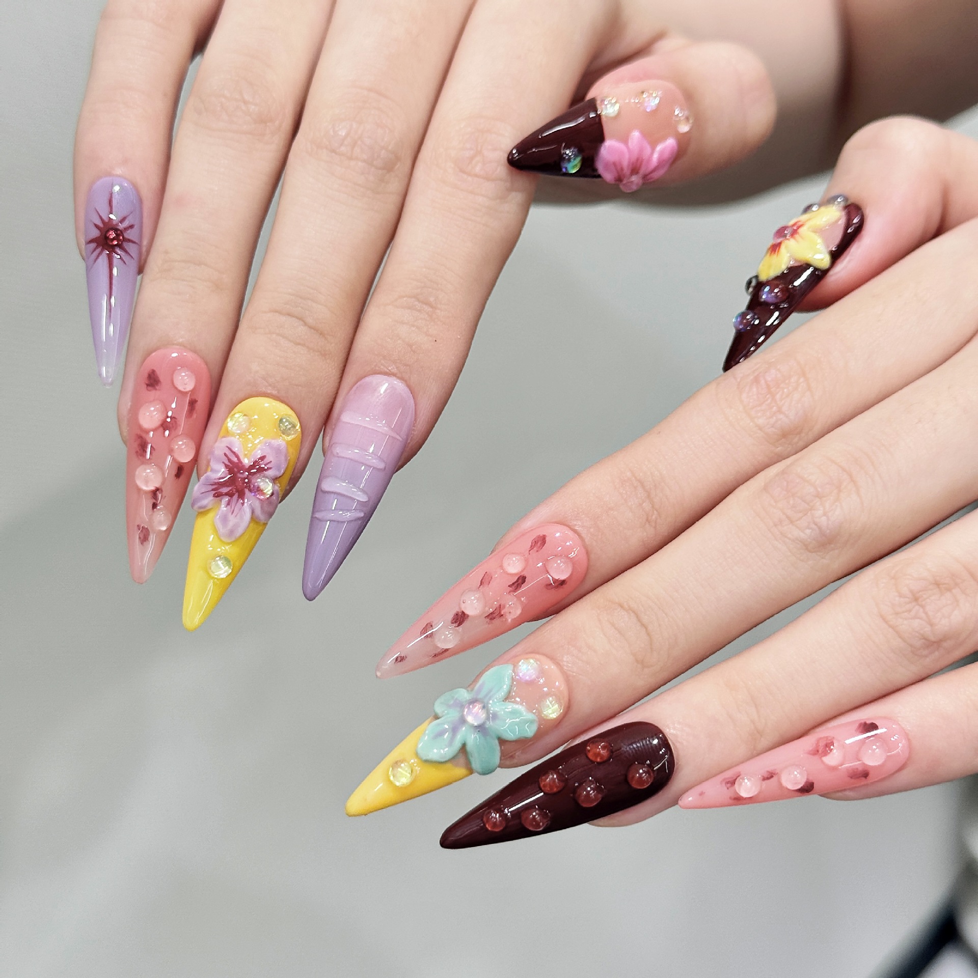 10pcs Handmade Summer Press on - Nail Extension Tips avaliação e preço