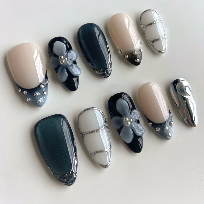 24pcs Flower Long Almond Press - Nail Extension Tips avaliação e preço
