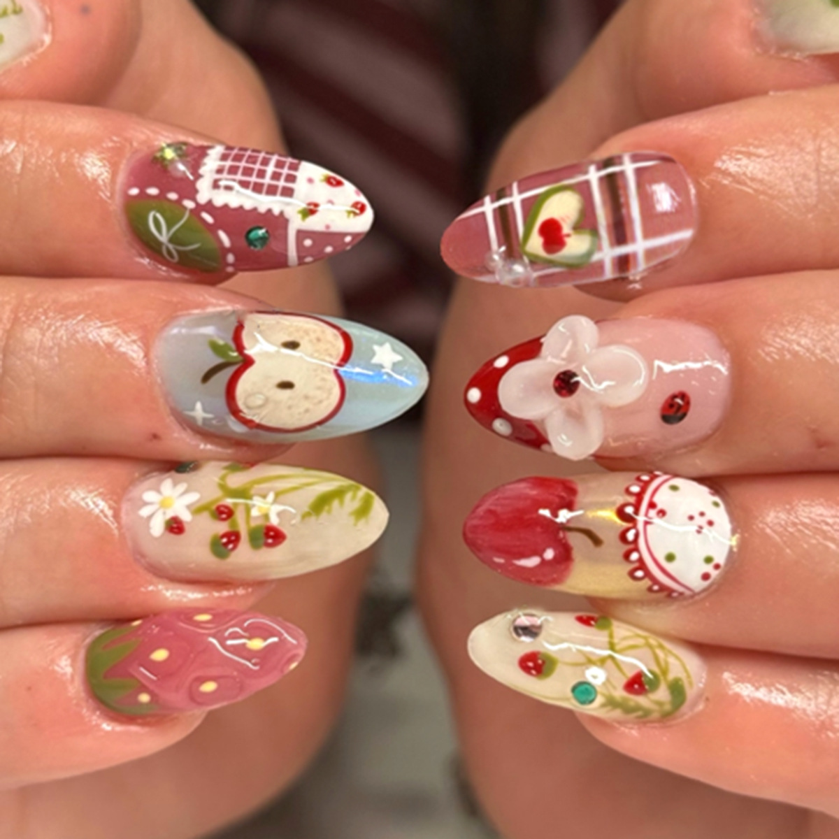24pcs Flower Long Almond Press - Nail Extension Tips avaliação e preço