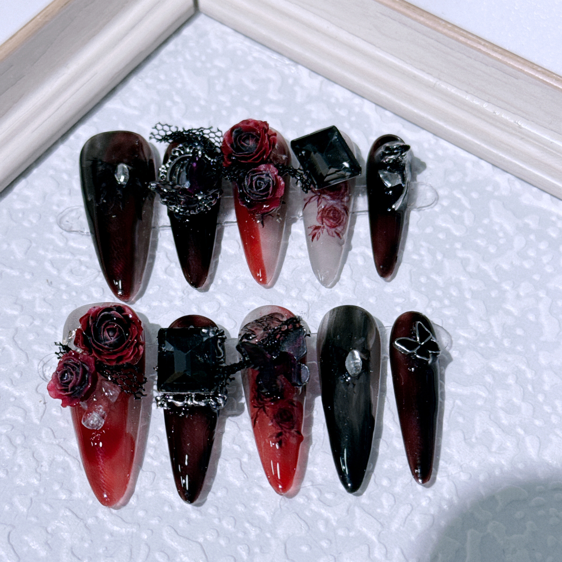 10pcs Handmade Long Pointed Pr - Nail Extension Tips avaliação e preço