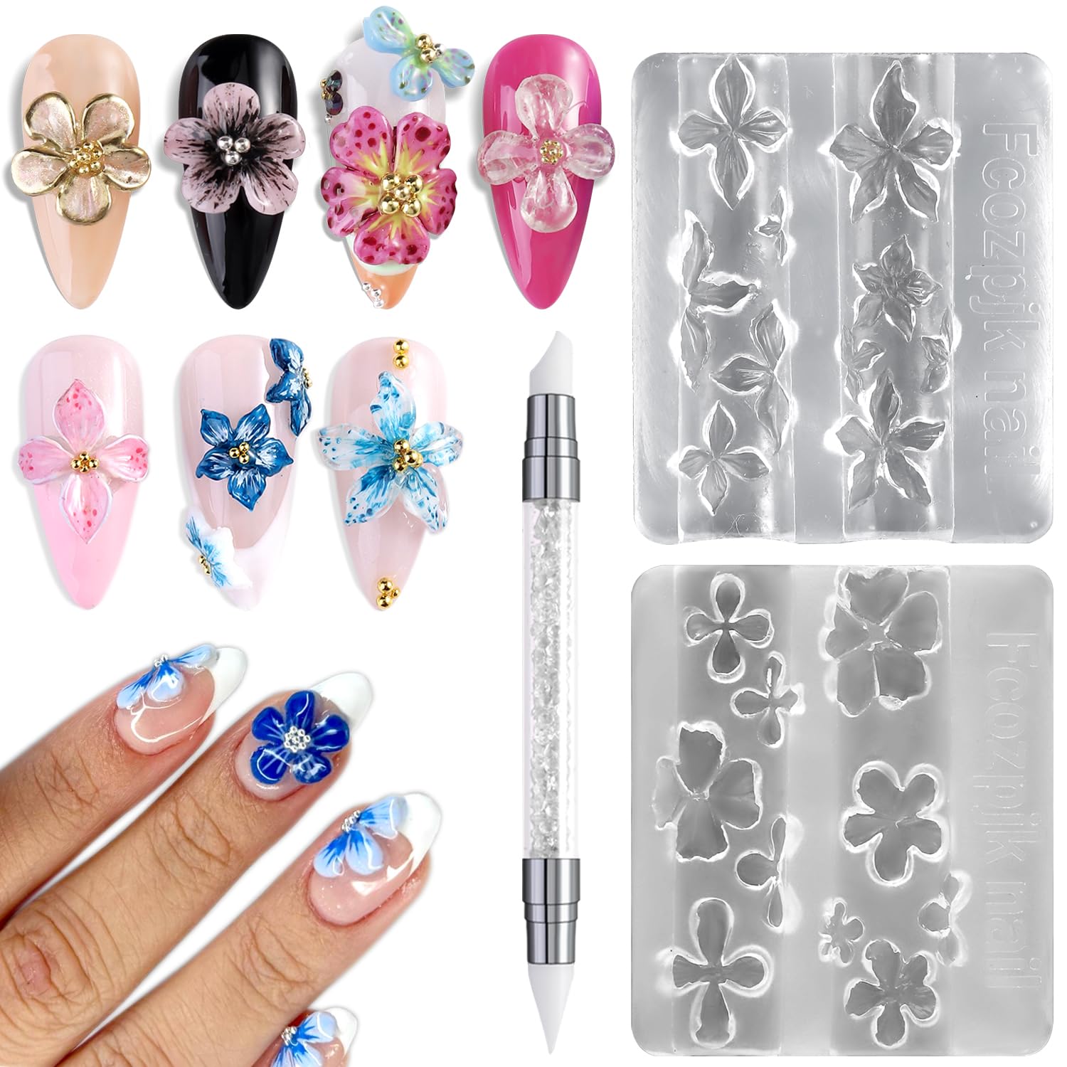3D Silicone Flower Nail Carvin - Nail Art Stamping Kit avaliação e preço