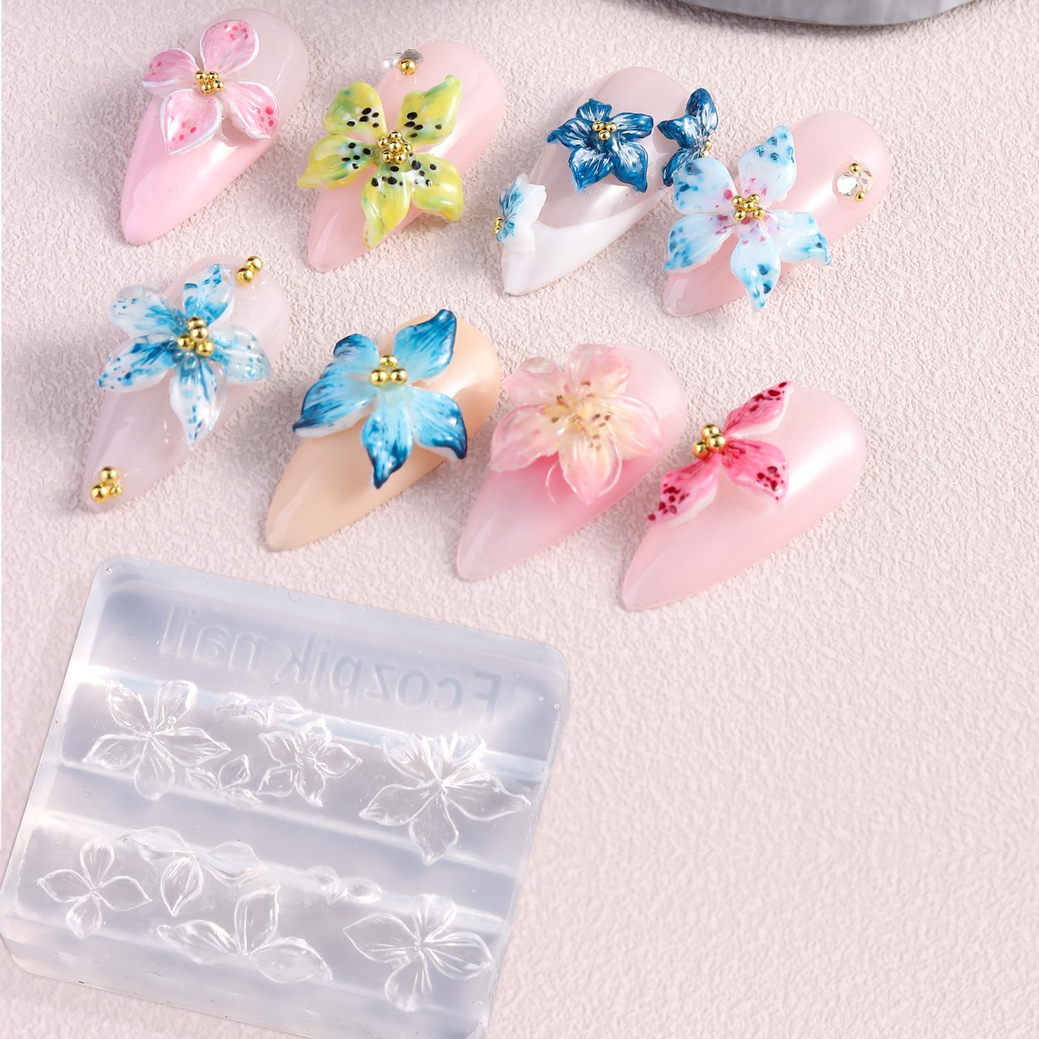 3D Silicone Flower Nail Carvin - Nail Art Stamping Kit avaliação e preço