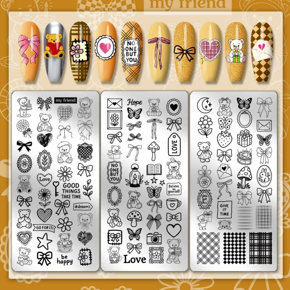 3pcs Cute Bear Nail Stamping P - Nail Art Stamping Kit avaliação e preço