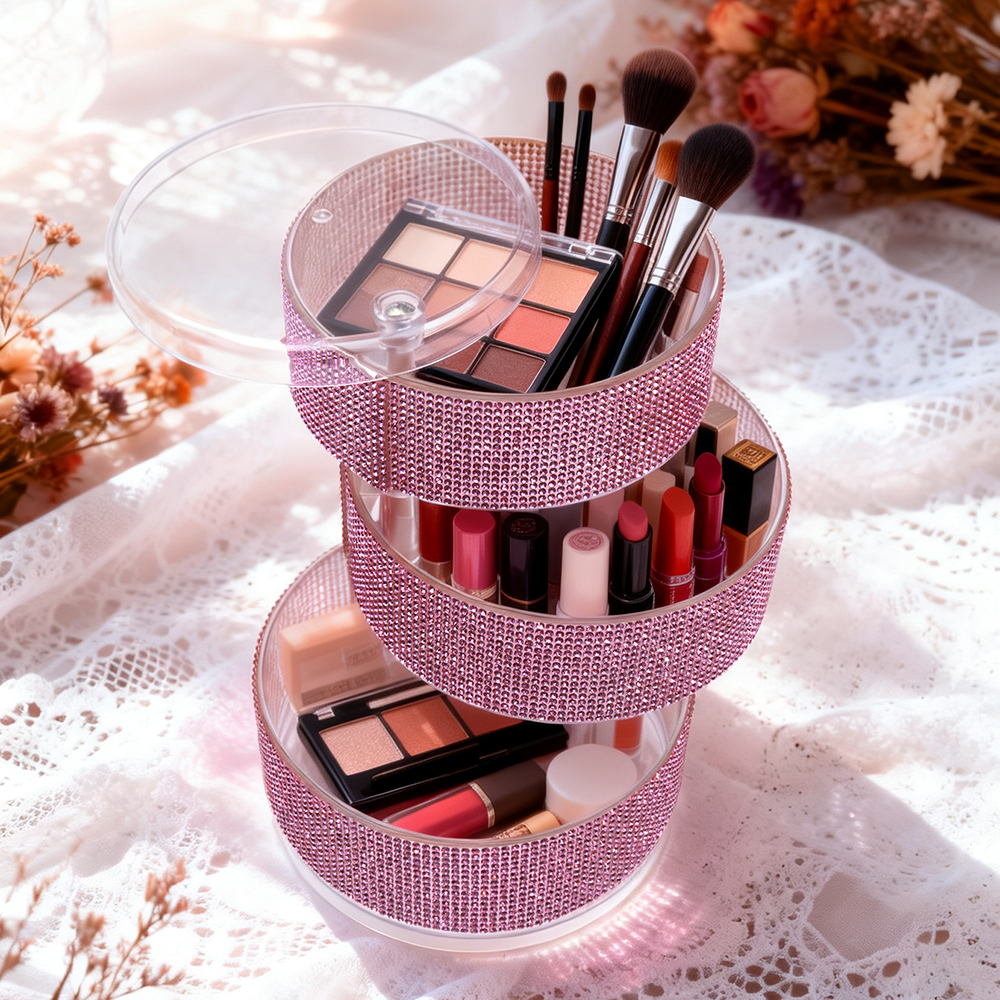 3-Layer Rotating Rhinestone Ma - Eyeshadow Palette avaliação e preço