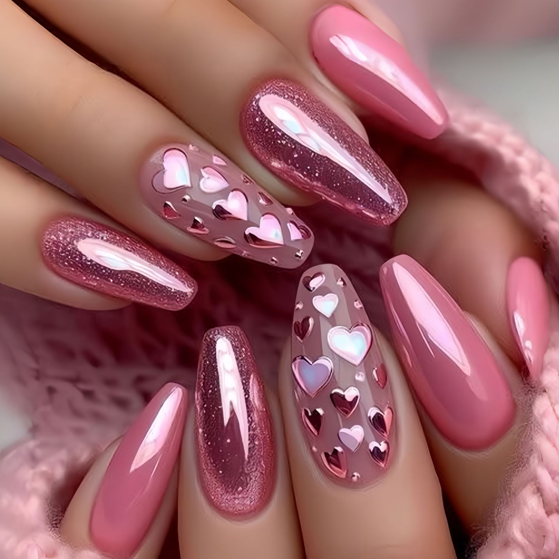 Medium long fake nails Pink bl - Nail Extension Tips avaliação e preço