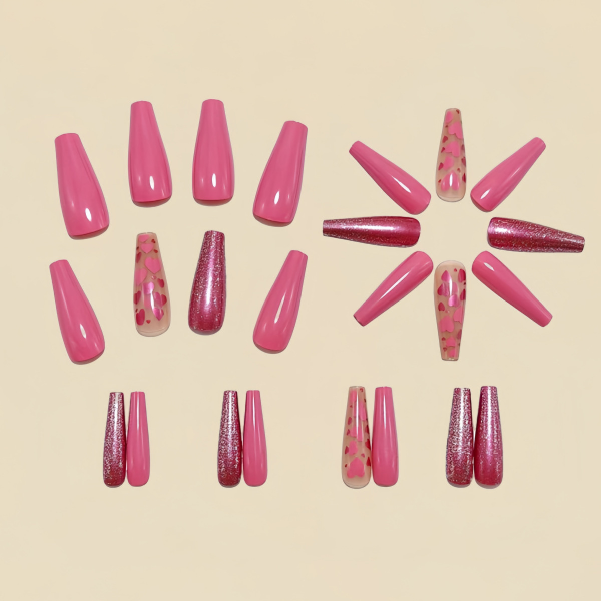 Medium long fake nails Pink bl - Nail Extension Tips avaliação e preço