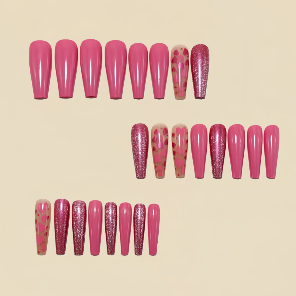 Medium long fake nails Pink bl - Nail Extension Tips avaliação e preço