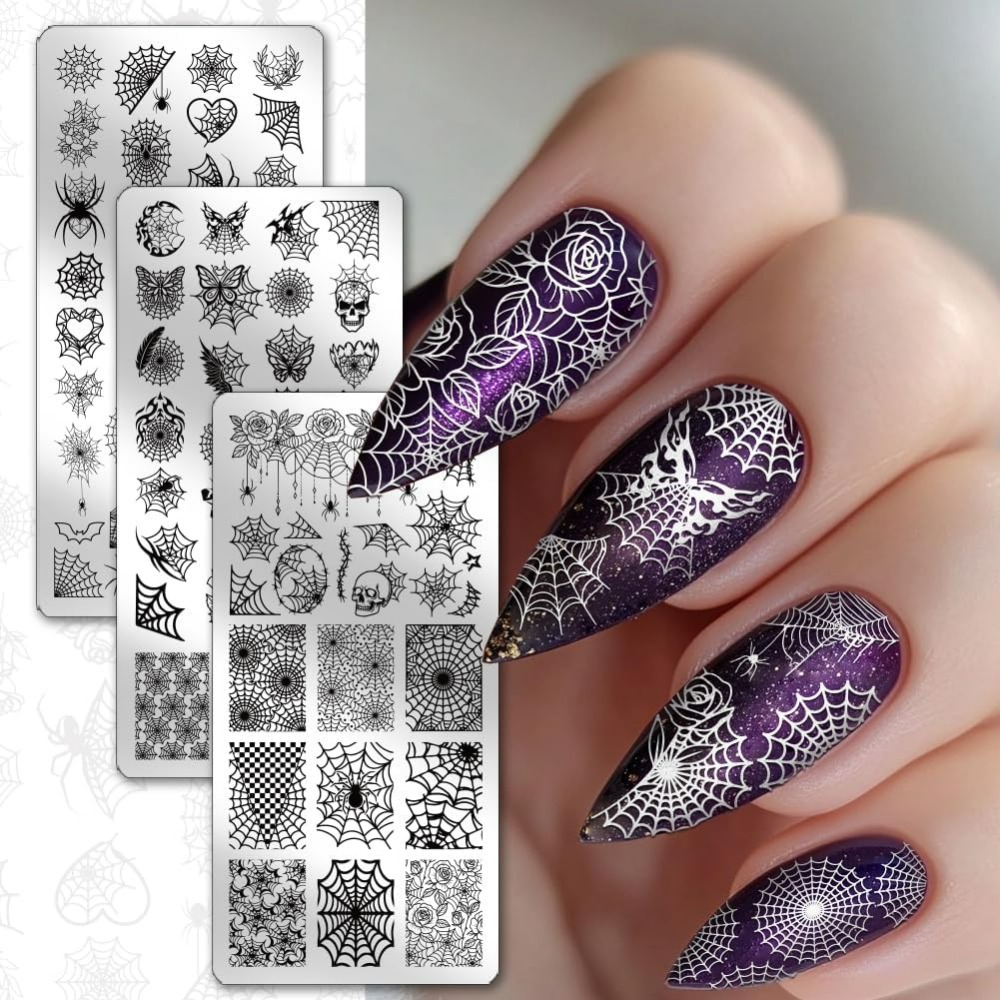 3pcs Spider Web Nail Stamping  - Nail Art Stamping Kit avaliação e preço