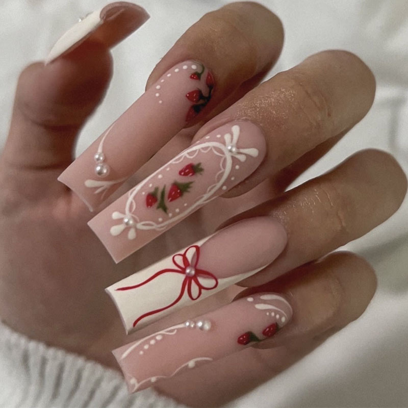 24pcs Flower Press on Nails Ar - Nail Extension Tips avaliação e preço