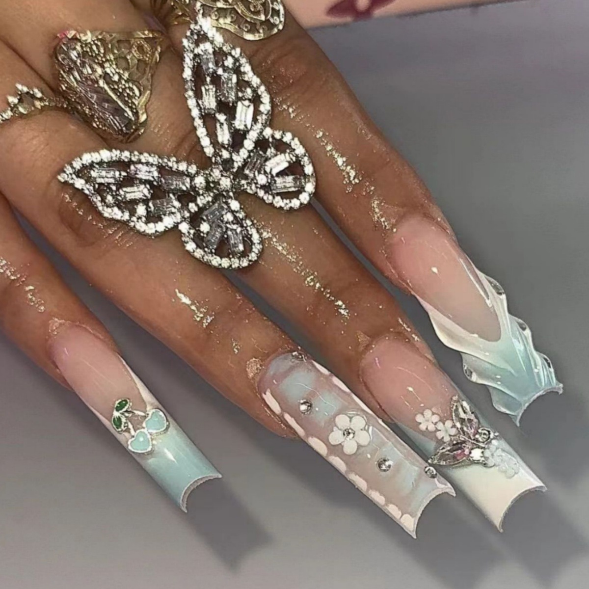 24pcs Flower Press on Nails Ar - Nail Extension Tips avaliação e preço